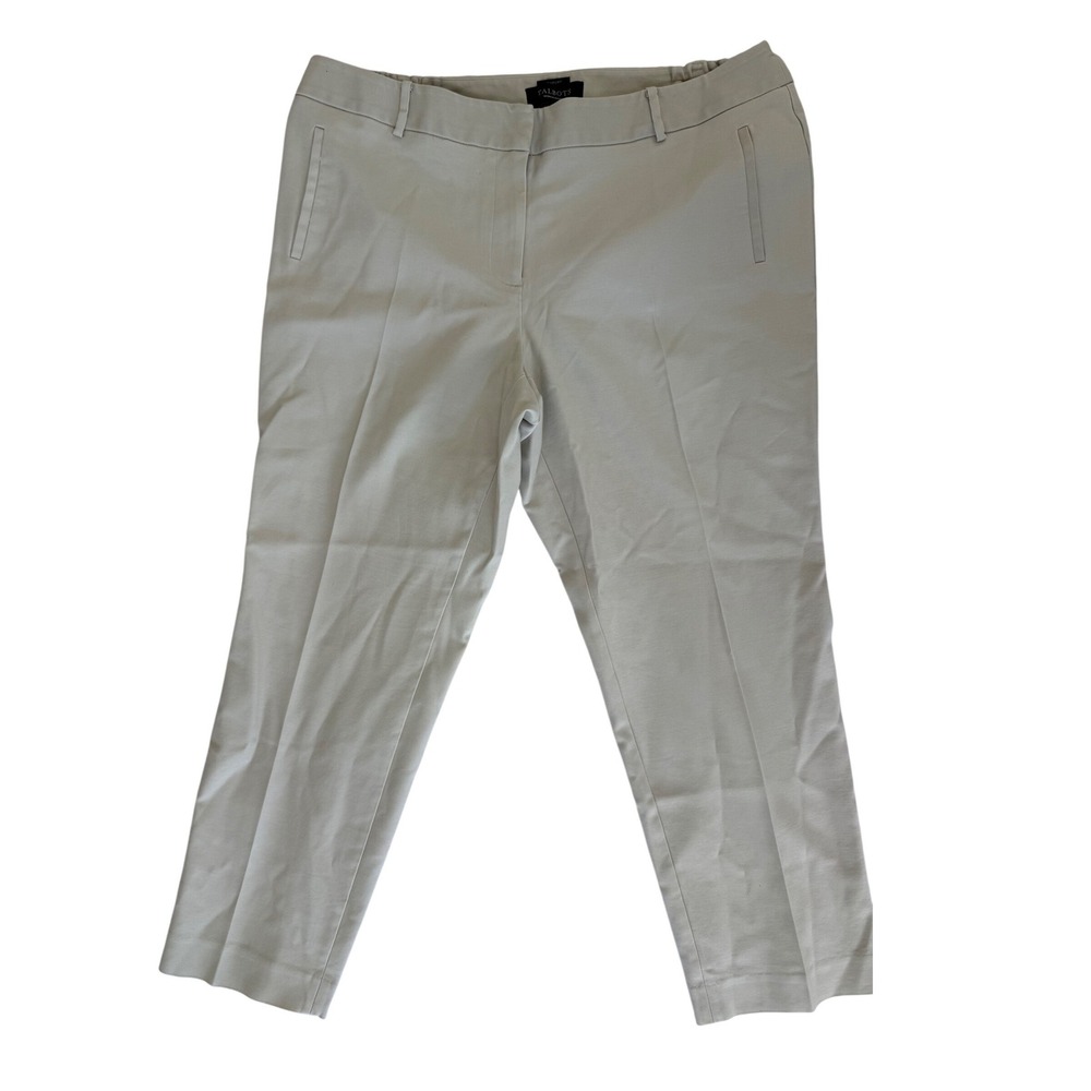 Talbots Womens Newport Pants 16WP Cream Chino Work Preppy Casual Elastic Waist